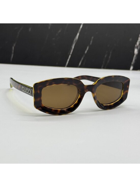 Gucci GG1719S 002 Havana Brown Women Oval Sunglasses Authentic NEW main image 4